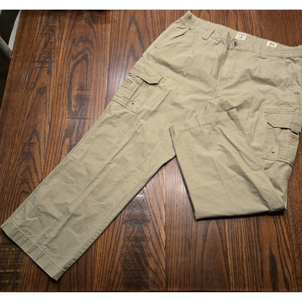 RedHead Mens Khaki Ripstop Cargo Pants 40x30‎ Elastic Waist 612RHF18-7410P